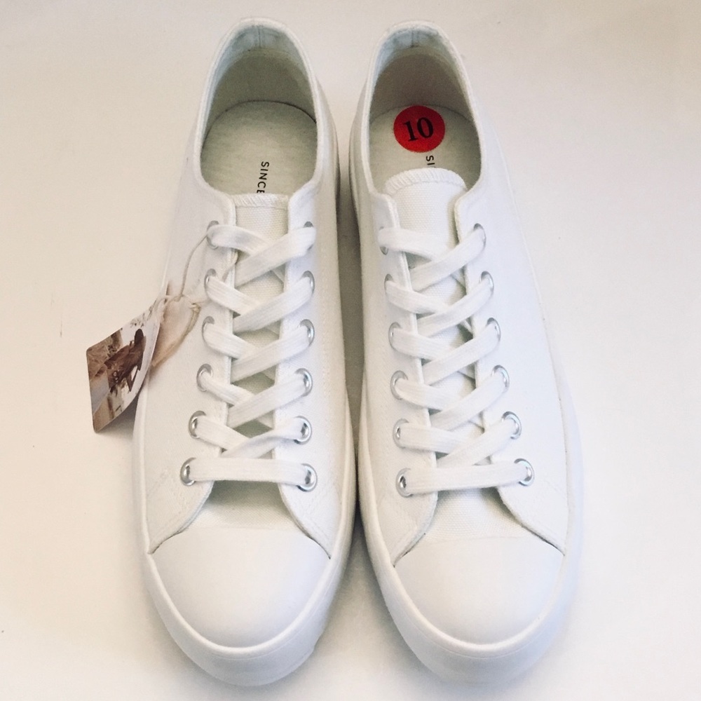 SINCERELY JULES VASCO White Canvas Platform Sneakers Low Cut Lace-up Size-10 NEW - Picture 4 of 15